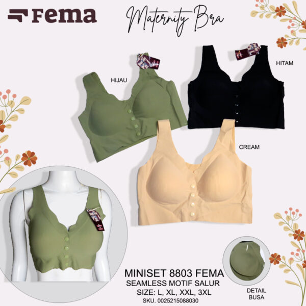FEMA Official Shop Ecer 1 pcs Miniset Maternity Nursing Bra Menyusui Netek 8801/8803 Seamless Salur Brokat - Image 3