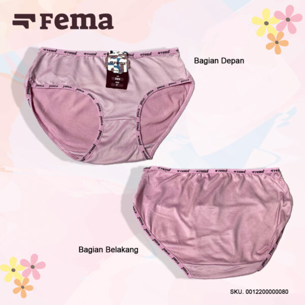 FEMA Official Shop Ecer 1 Pcs Celana Dalam Wanita 889 Polos Ban Huruf - Image 3