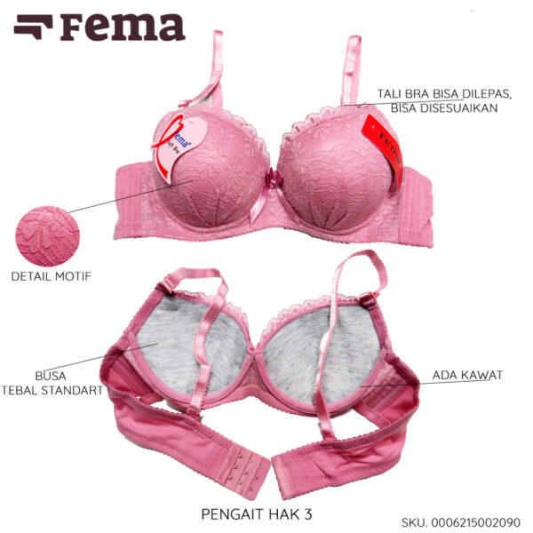 FEMA Official Shop Ecer 1 pcs Bh Bra H209 Brokat Premium Full Cup - Gambar 3