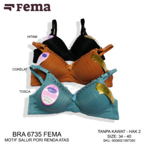 FEMA Official Shop Ecer 1 Pcs BH Bra 2134/6735 Renda Atas Tanpa Kawat