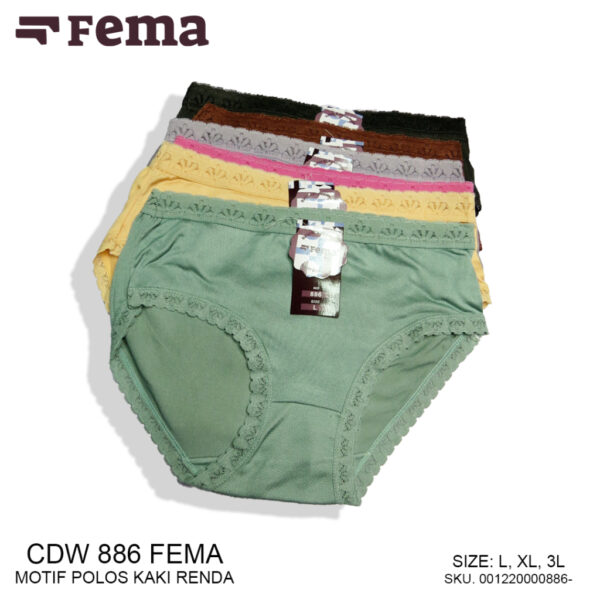 FEMA Official Shop Ecer 1 Pcs Celana Dalam Wanita 886/883 Polos Renda Bawah - Image 3