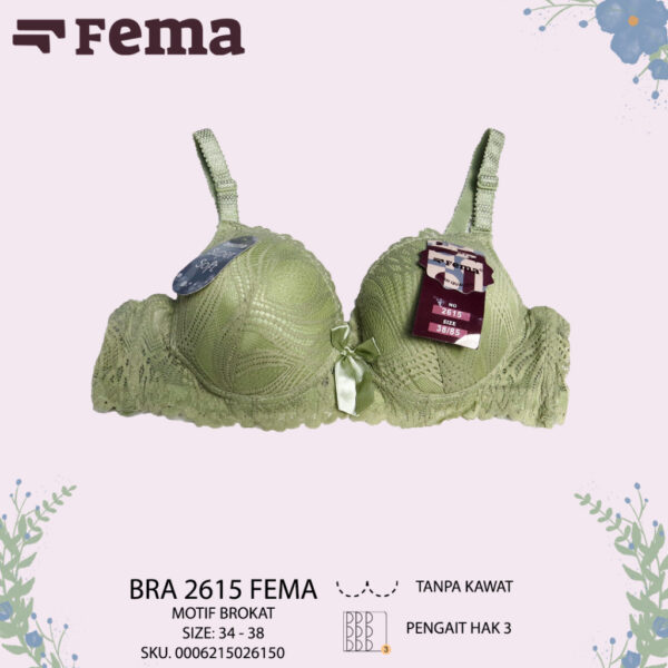 FEMA Official Shop Ecer 1 Pcs BH Bra 2615 Renda Brokat Tanpa Kawat - Image 4