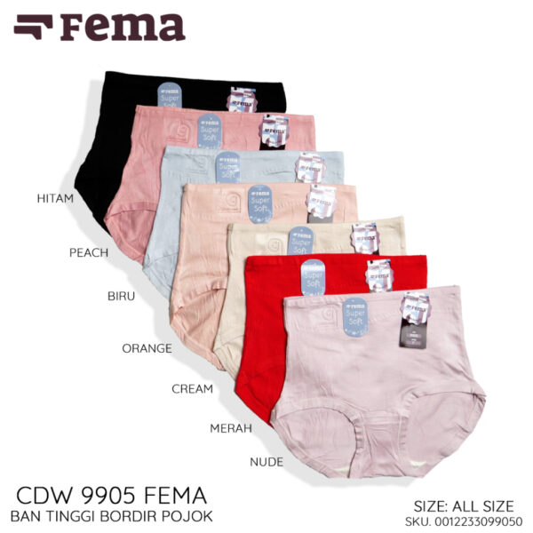 FEMA Official Shop Ecer 1 Pcs Celana Dalam Wanita 9905 Ban Tinggi Highwaist Katun Polos - Image 2