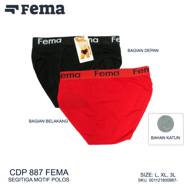 FEMA Official Shop Ecer 1 pcs Celana Dalam Pria 887 Polos - Image 2
