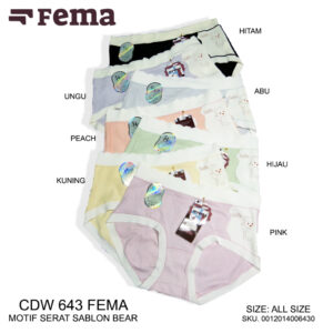 FEMA Official Shop Ecer 1 Pcs Celana Dalam Wanita 643 Motif Serat Sablon Bear