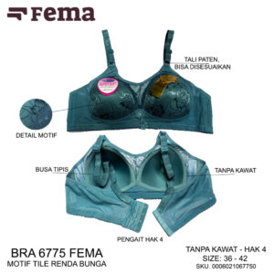 FEMA Official Shop Ecer 1 pcs Bh Bra 6775 Motif Tile Renda Bunga