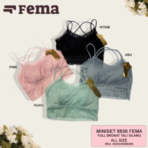 FEMA Official Shop Ecer 1 pcs Miniset Busa Sport Bra 8836 Full Renda Tali Silang