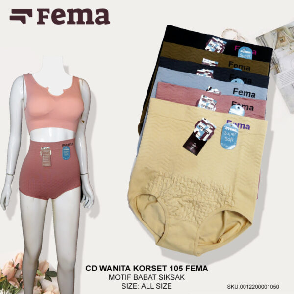 FEMA Official Shop Ecer 1 pcs Celana Dalam Wanita Korset 3465/3001/j105/105 Rajut Penutup Lemak - Image 2