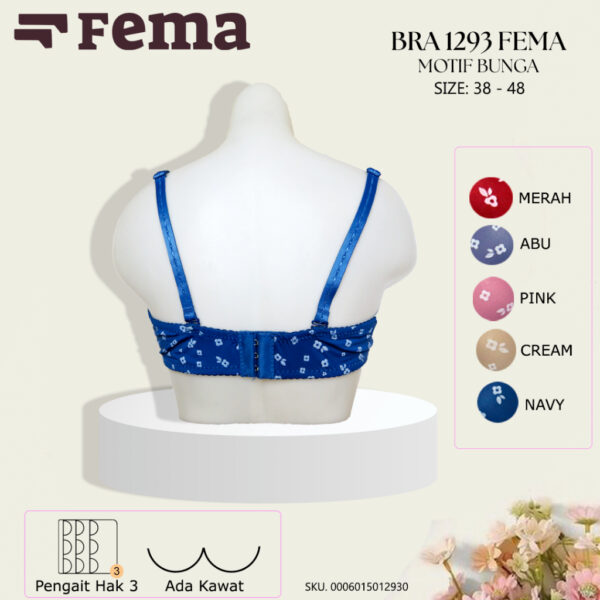 FEMA Official Shop Ecer 1 Pcs BH Bra 1293 Motif Bunga Busa Kawat - Image 3