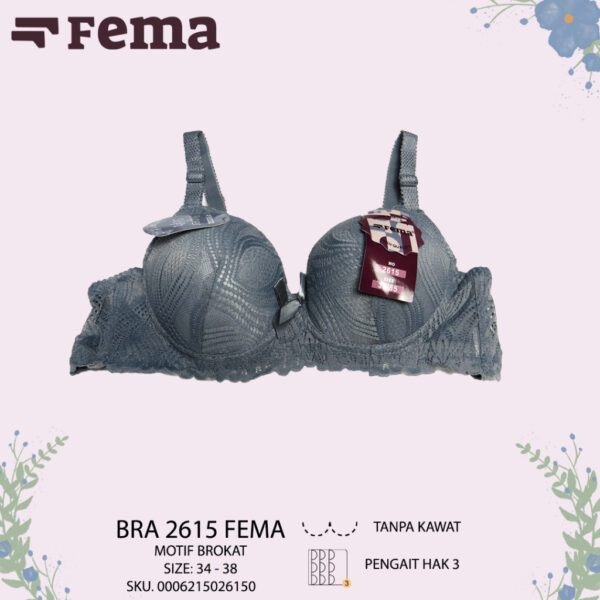 FEMA Official Shop Ecer 1 Pcs BH Bra 2615 Renda Brokat Tanpa Kawat - Image 5