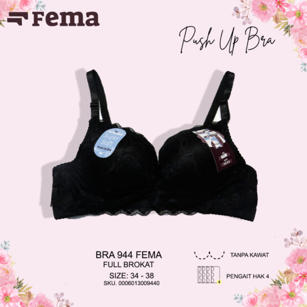 FEMA Official Shop Ecer 1 pcs Bh Bra 944 Full Brokat Hak 4 Push Up - Image 3
