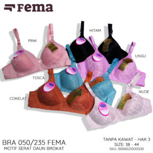 FEMA Official Shop Ecer 1 pcs Bh Bra 050/235 Motif Daun Brokat JUMBO BIG SIZE