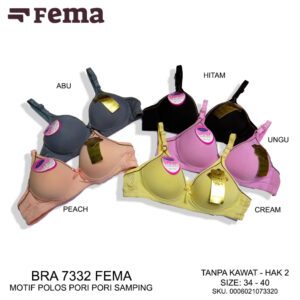 FEMA Official Shop Ecer 1 pcs Bh Bra 7332 Polos Lis Hitam Pori Samping