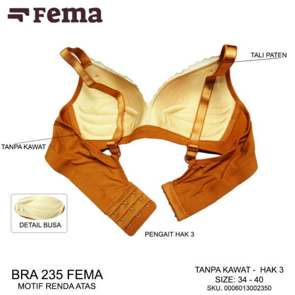 FEMA Official Shop Ecer 1pcs Bra BH Premium Seamless 235 Renda Halus - Image 2