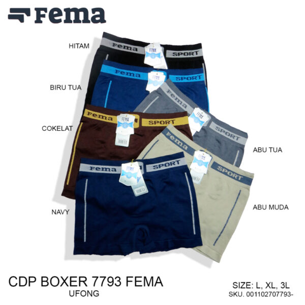 FEMA Official Shop Ecer 1 pcs Celana Dalam Pria Boxer Rajut Katun 7789/7779/7780/7781/7792/7793/7794/7795 - Image 5