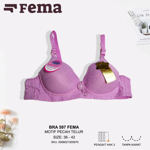 FEMA Official Shop Ecer 1 pcs Bh Bra 597 Pecah Telur Motif Sembur Tanpa Kawat - Image 2