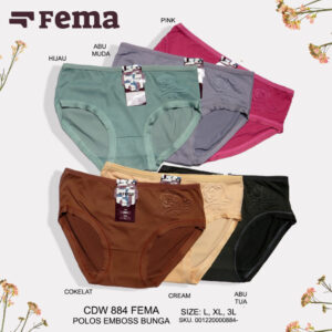 FEMA Official Shop Ecer 1 Pcs Celana Dalam Wanita 884/887 Polos Bordir Bunga Polyester