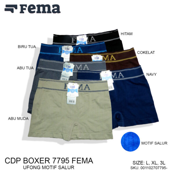 FEMA Official Shop SETENGAH LUSIN 6pcs Celana Dalam Pria Boxer Segiempat Rajut 7793/7794/7795 - Image 5