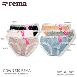 FEMA Official Shop Ecer 1 Pcs Celana Dalam Wanita 9230 Bintik Renda