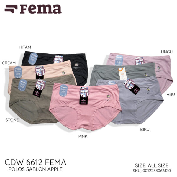 FEMA Official Shop Ecer 1 Pcs Celana Dalam Wanita 6612 Polos Sablon Apple - Image 2