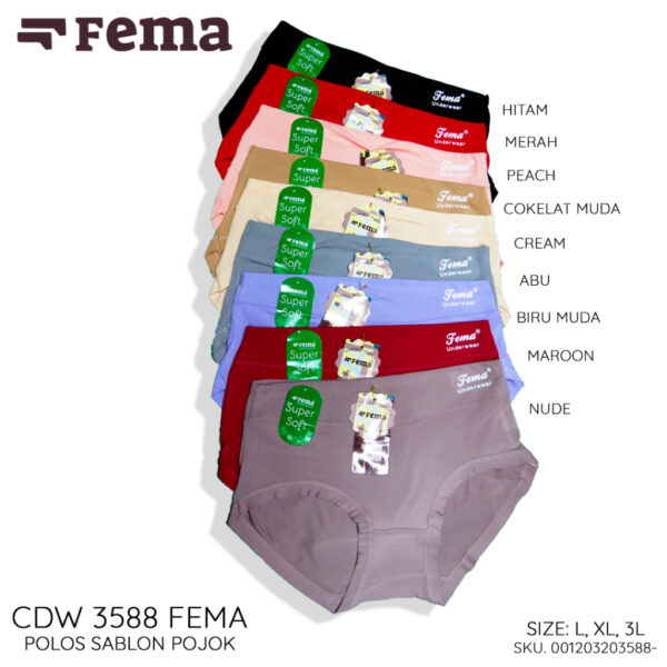FEMA Official Shop Ecer 1pcs Celana Dalam Wanita 3588 Polos Sablon Huruf - Image 2