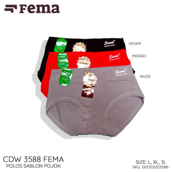 FEMA Official Shop Ecer 1pcs Celana Dalam Wanita 3588 Polos Sablon Huruf - Image 3