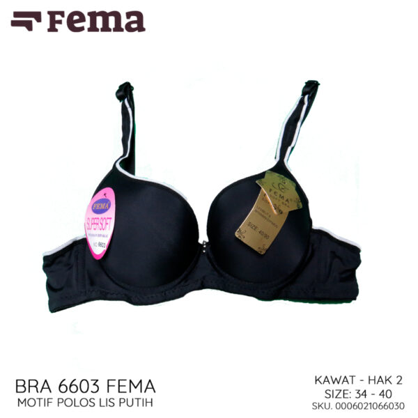FEMA Official Shop Ecer 1 Pcs BH Bra 6603 Motif Polos Lis Putih - Image 2
