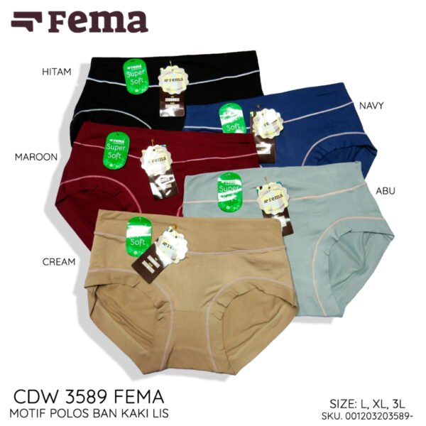 FEMA Official Shop GROSIR 1 LUSIN Celana Dalam Wanita 3589 Polos Lis Warna