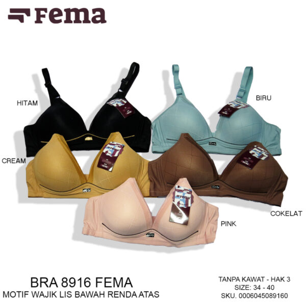 FEMA Official Shop Ecer 1 Pcs BH Bra 8916 Kotak Renda Halus Busa Tipis