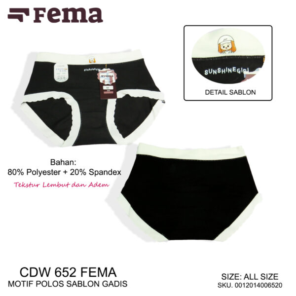 FEMA Official Shop Ecer 1 Pcs Celana Dalam Wanita 652 Motif Polos Sablon Cartoon - Image 3