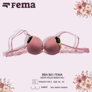 FEMA Official Shop Ecer 1 Pcs BH Bra B01 Polos Kawat Push Up Busa Tebal Tali Renda