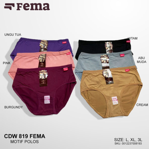 FEMA Official Shop Ecer 1 Pcs Celana Dalam Wanita 819 Polos Ban Kecil Hyget - Image 2