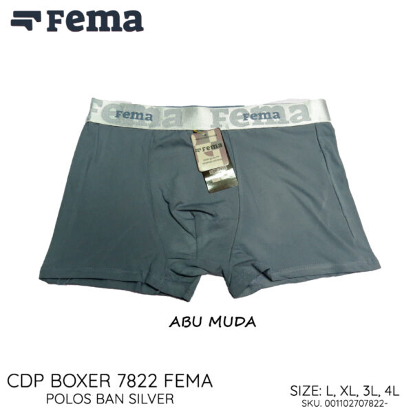 FEMA Official Shop GROSIR 1 Lusin Celana Dalam Pria Boxer 7822 Polos Ban Silver Glossy - Image 5