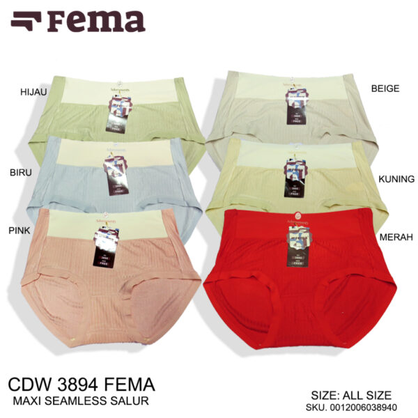 FEMA Official Shop Ecer 1 Pcs Celana Dalam Wanita 3894 Seamless Salur Highwaist - Image 2