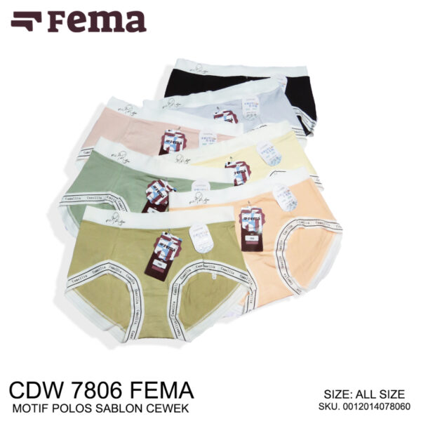 FEMA Official Shop Ecer 1 Pcs Celana Dalam Wanita 7806 Polos Sablon Cewek - Image 3