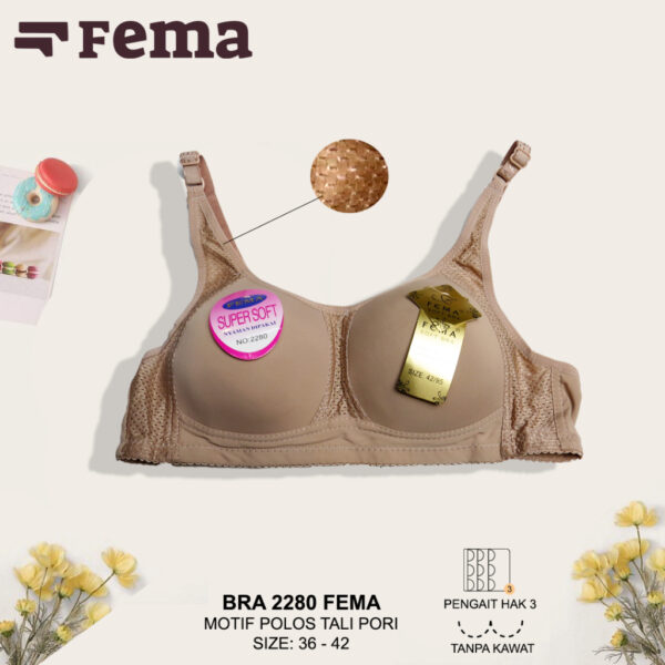 FEMA Official Shop Ecer 1 Pcs BH Bra 2280 Polos Tali Pori Tanpa Kawat - Image 2