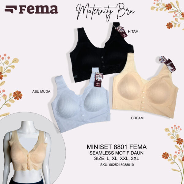 FEMA Official Shop Ecer 1 pcs Miniset Maternity Nursing Bra Menyusui Netek 8801/8803 Seamless Salur Brokat - Image 4
