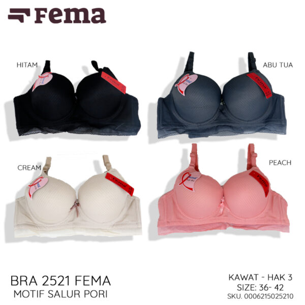 FEMA Official Shop Ecer 1 Pcs BH Bra 2521 Motif Salur Pori - Gambar 2