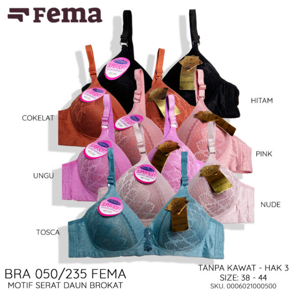 FEMA Official Shop Ecer 1 pcs Bh Bra 050/235 Motif Daun Brokat JUMBO BIG SIZE - Image 2