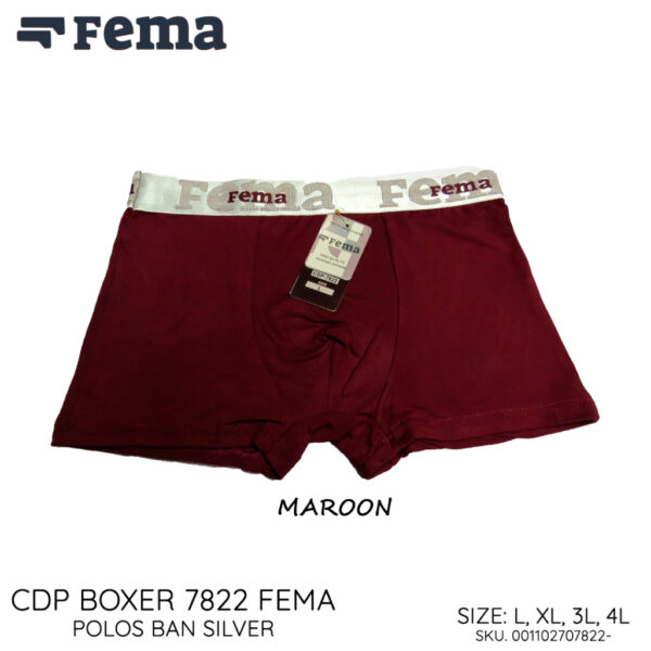 FEMA Official Shop Ecer 1 pcs Celana Dalam Pria Boxer 7822 Polos Ban Silver Glossy - Image 5