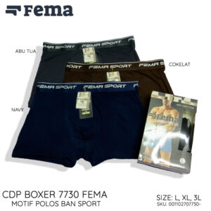 FEMA Official Shop Ecer 1 pcs Celana Dalam Pria Boxer 7730 Polos Ban Strip