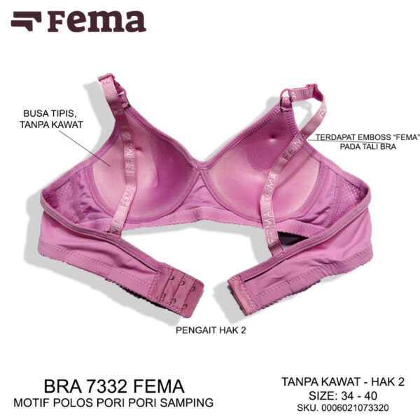 FEMA Official Shop Ecer 1 pcs Bh Bra 7332 Polos Lis Hitam Pori Samping - Image 4