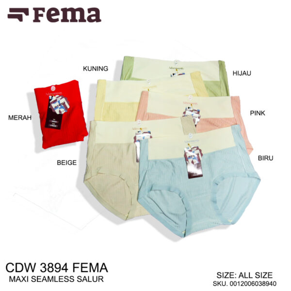 FEMA Official Shop Ecer 1 Pcs Celana Dalam Wanita 3894 Seamless Salur Highwaist