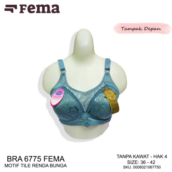 FEMA Official Shop Ecer 1 pcs Bh Bra 6775 Motif Tile Renda Bunga - Image 2