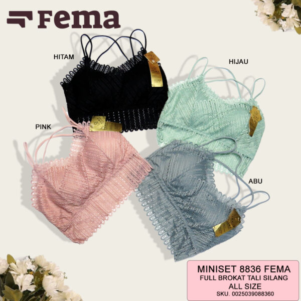 FEMA Official Shop Ecer 1 pcs Miniset Busa Sport Bra 8836 Full Renda Tali Silang - Image 2