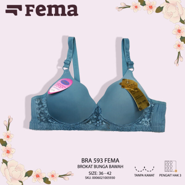 FEMA Official Shop Ecer 1 pcs Bh Bra  593 Pecah Telur Brokat Tanpa Kawat - Image 4