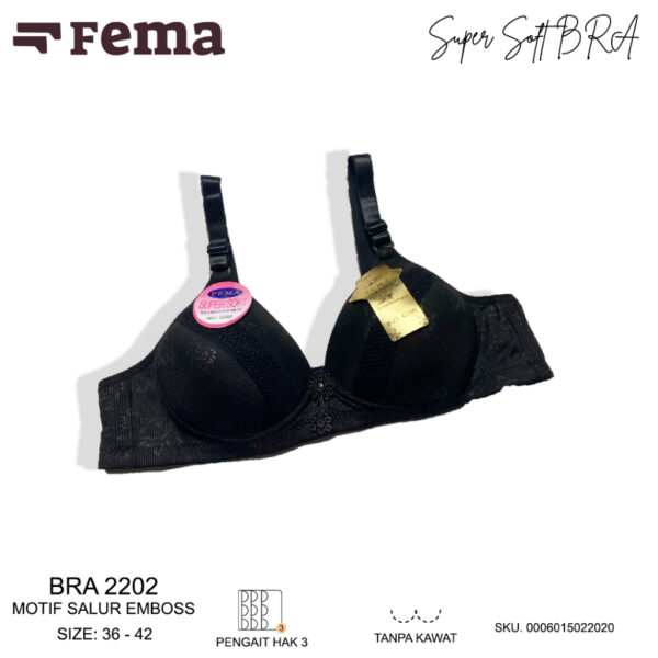 FEMA Official Shop Ecer 1 pcs BRA 2202 Salur Emboss Tanpa Kawat - Image 3