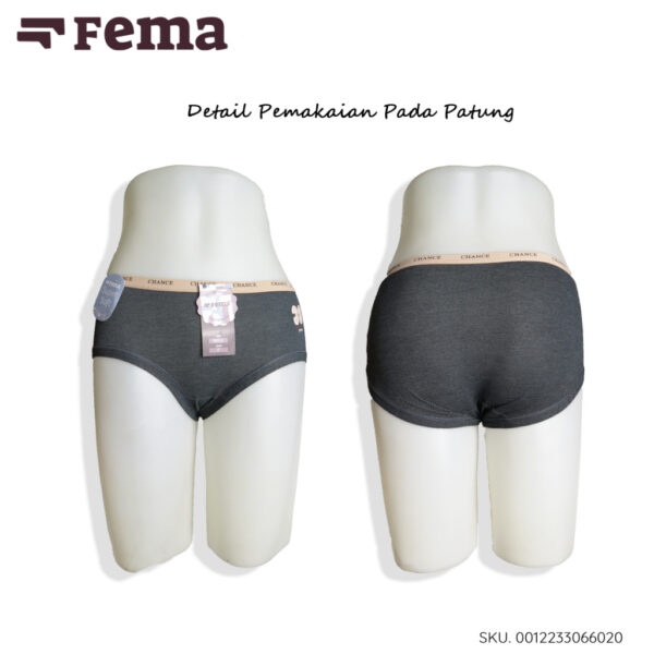 FEMA Official Shop Ecer 1 Pcs Celana Dalam Wanita 6602 Polos Ban Huruf Bordir Angka - Image 2
