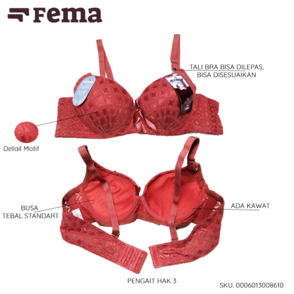FEMA Official Shop Ecer 1 pcs Bh Bra 861 Premium Bahan Bulu Halus Lembut - Gambar 2