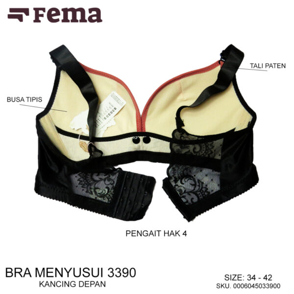 FEMA Official Shop Ecer 1 pcs Bh Maternity Bra Menyusui Netek 3390 Polos Renda Belakang Kancing Depan - Image 4